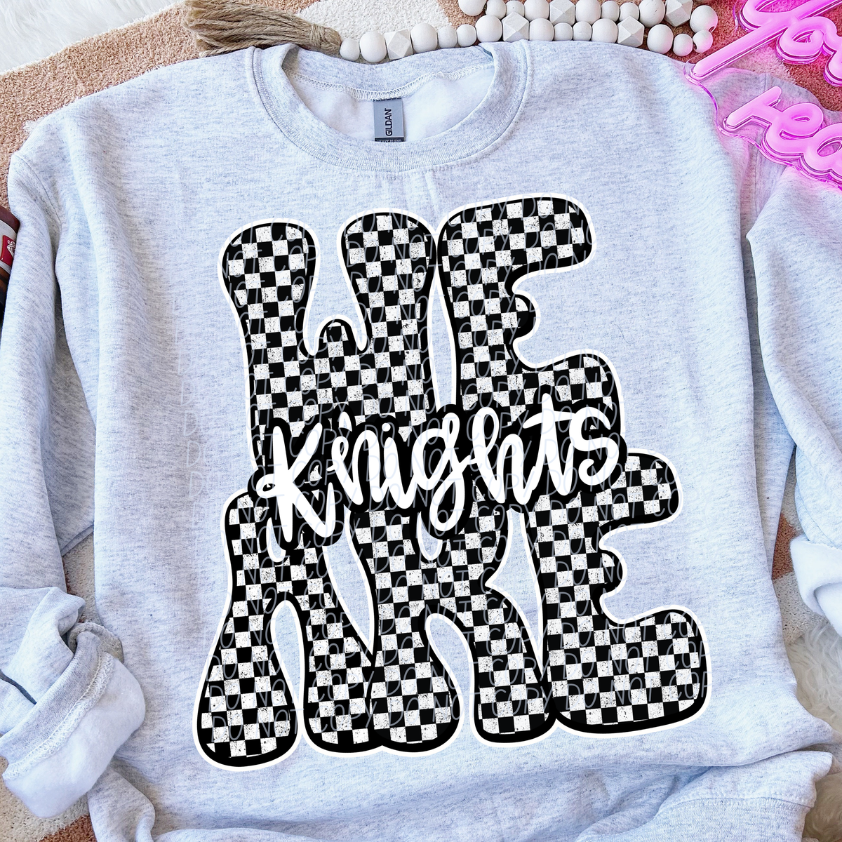 We are knights black and white checkered (City) DTF transfer