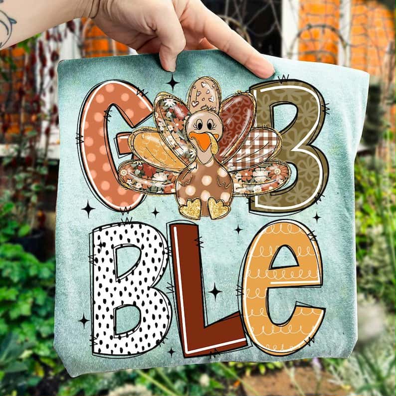 Gobble with turkey 109994 DTF transfer