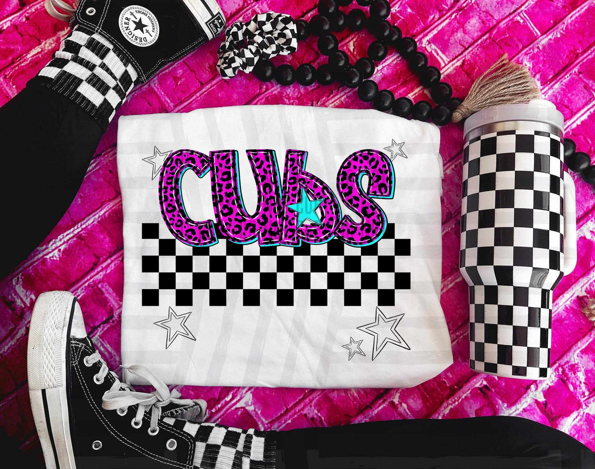 Cubs Pink Leopard Neon (Caplinger) DTF transfer