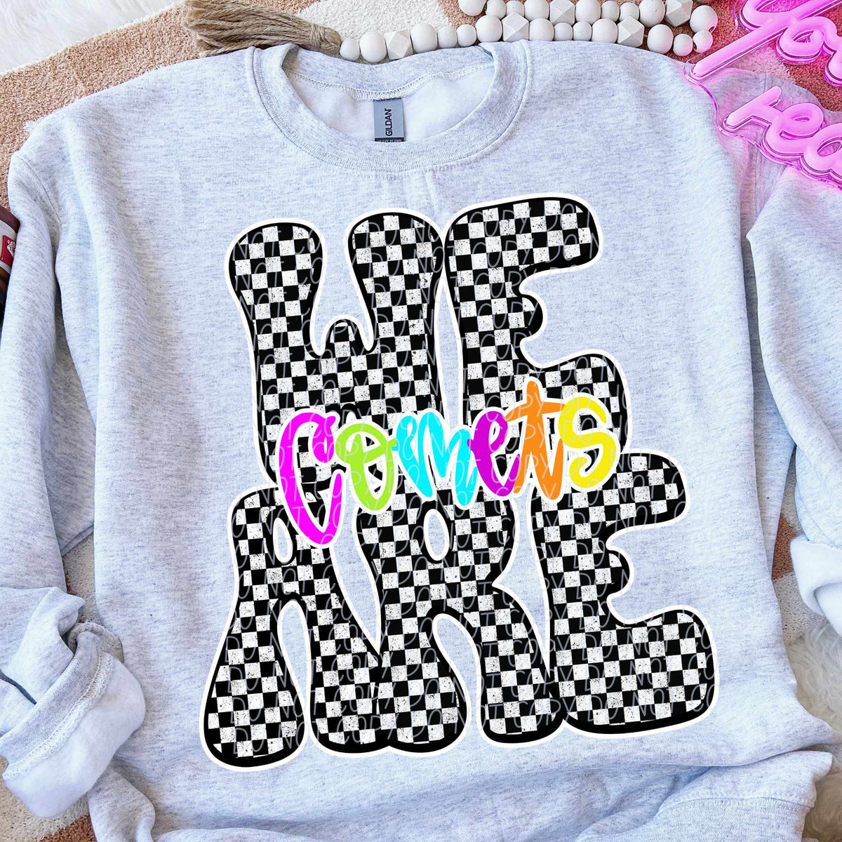 We are Comets rainbow checkered (City) DTF transfer