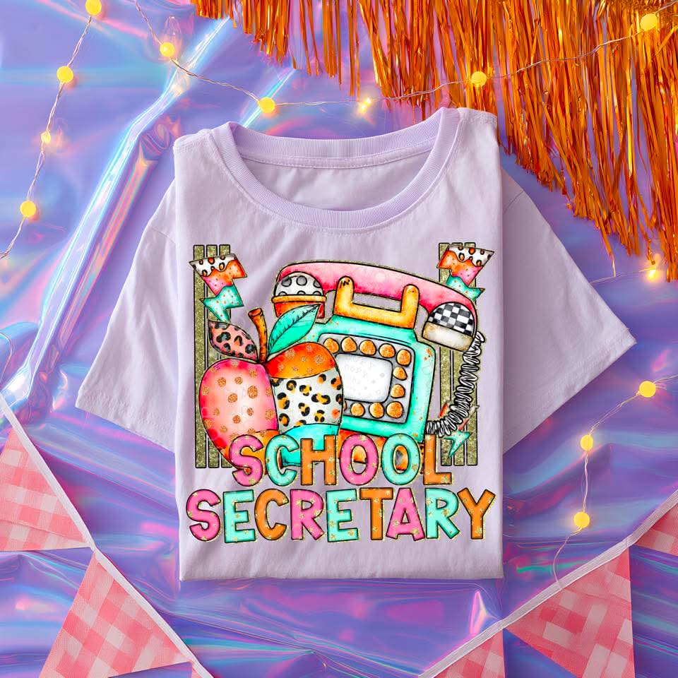 School secretary apple and phone C's DTF transfer