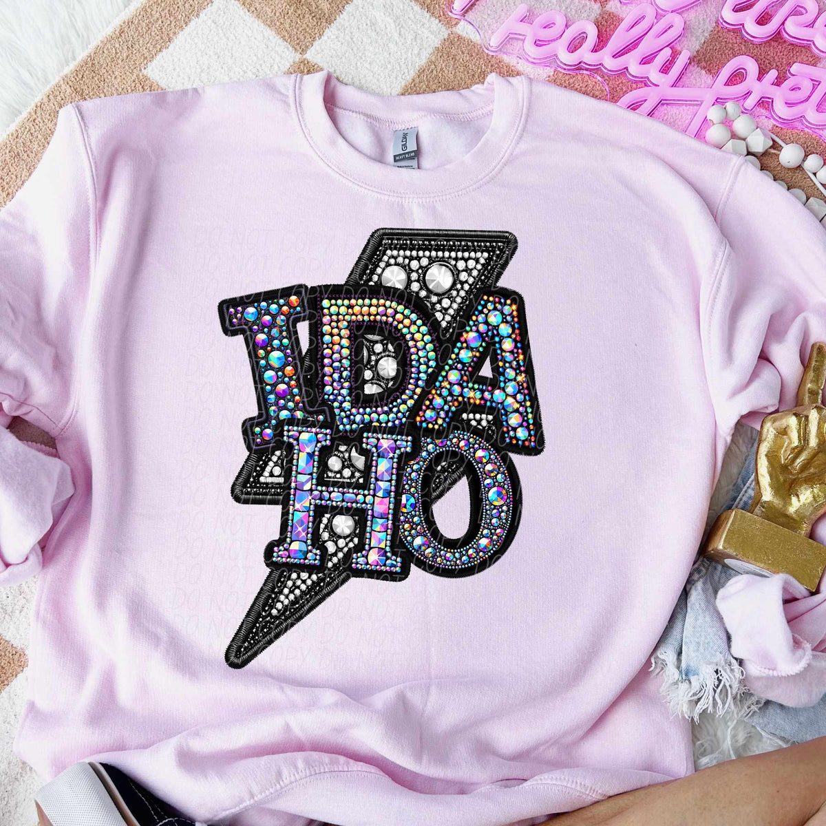 Idaho rhinestone lightning bolt (CITY) 44087 DTF transfer