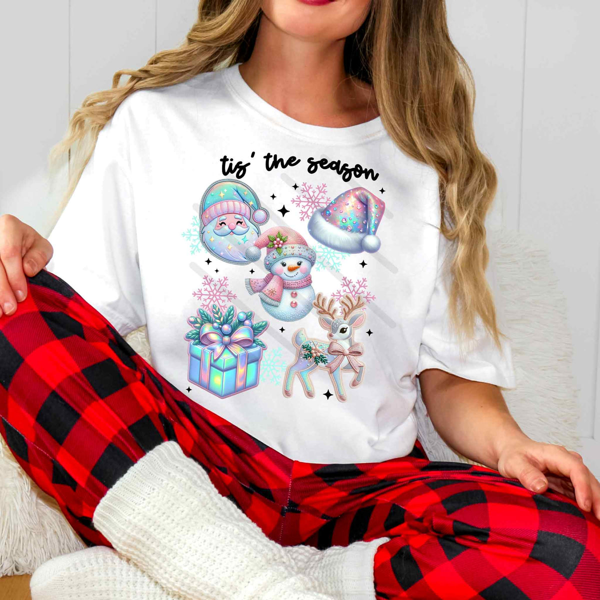 Tis the season Christmas collage pastels DTF transfer