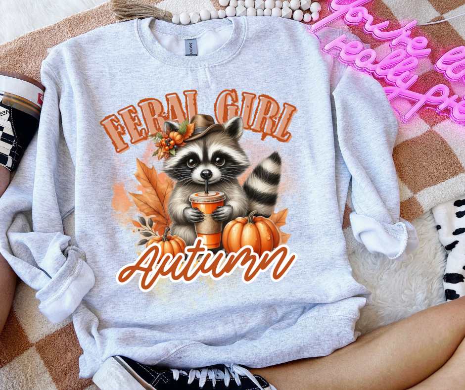 Feral girl autumn raccoon (VS) 52214 DTF transfer
