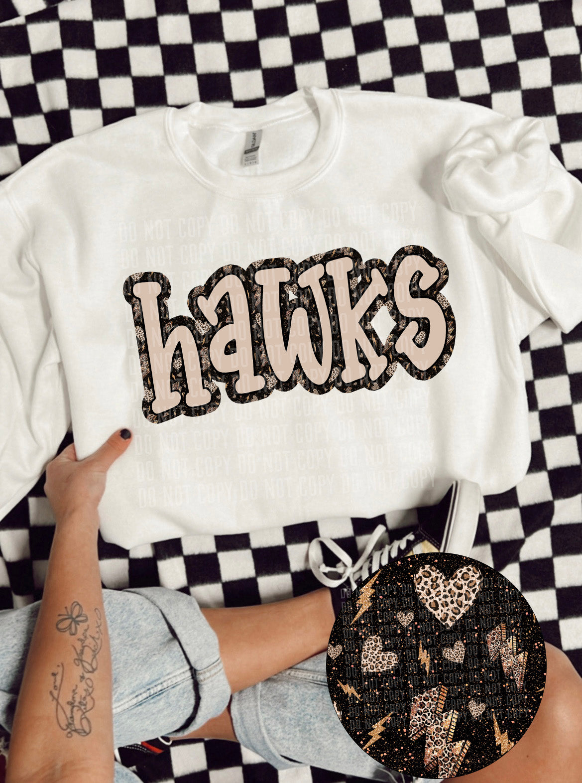 Hawks lightning bolt outline (CCDD) 43611 DTF TRANSFER
