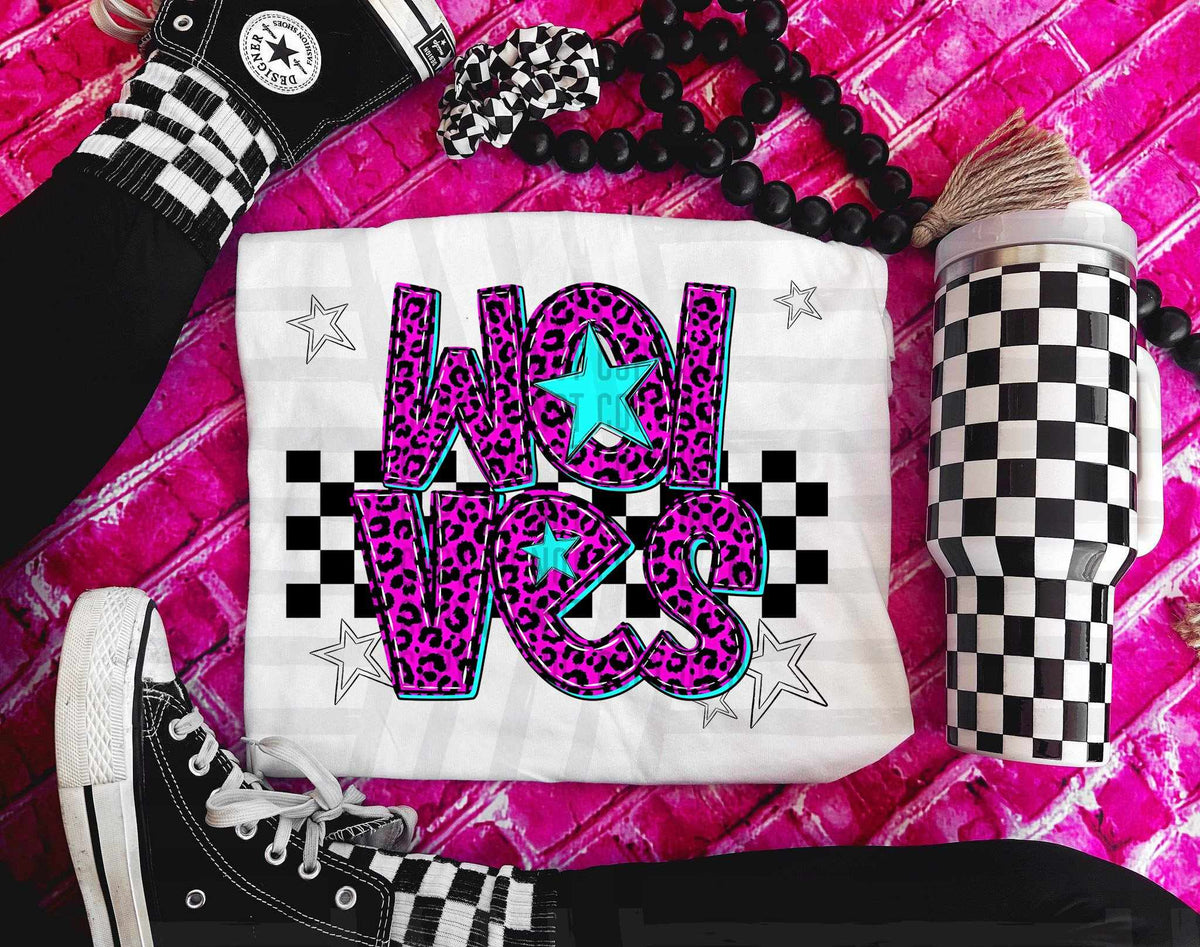Wolves Pink Leopard Neon (Caplinger) DTF transfer