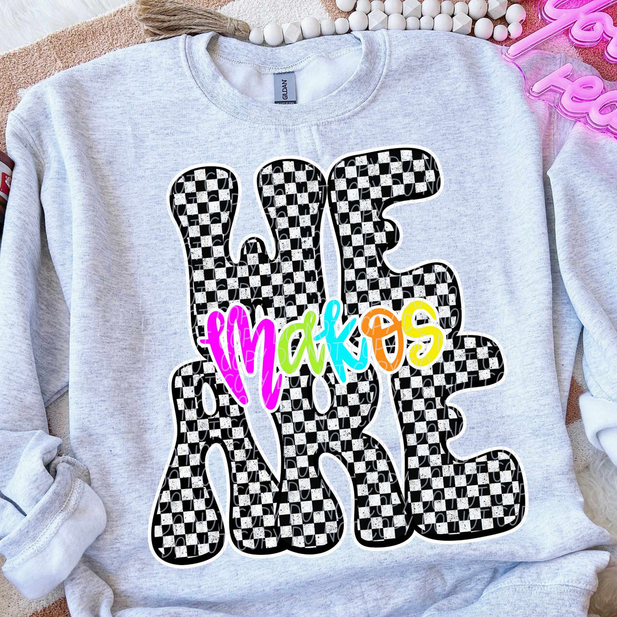 We are Makos rainbow checkered (City) DTF transfer