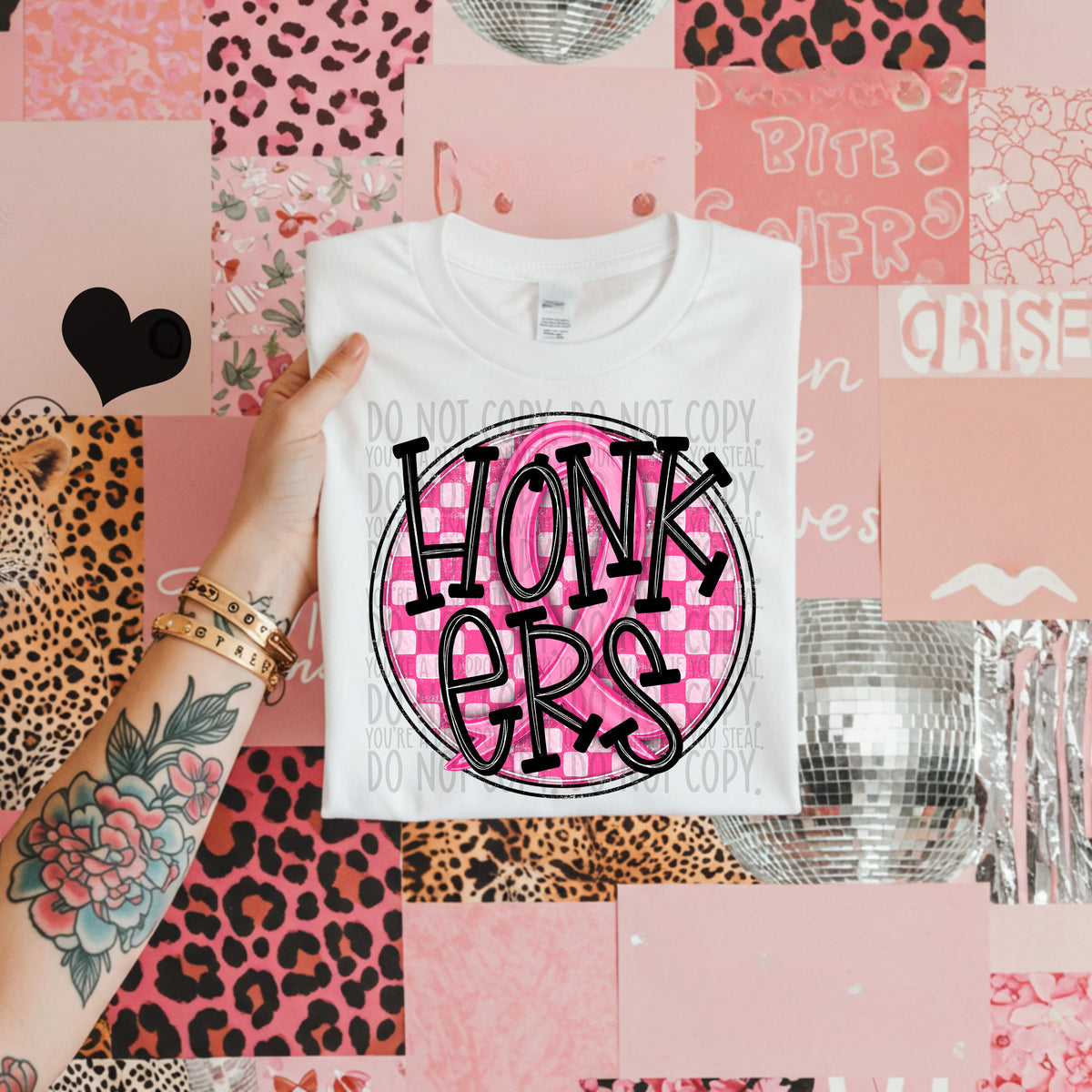 Honkers pink checkered SWD DTF transfer