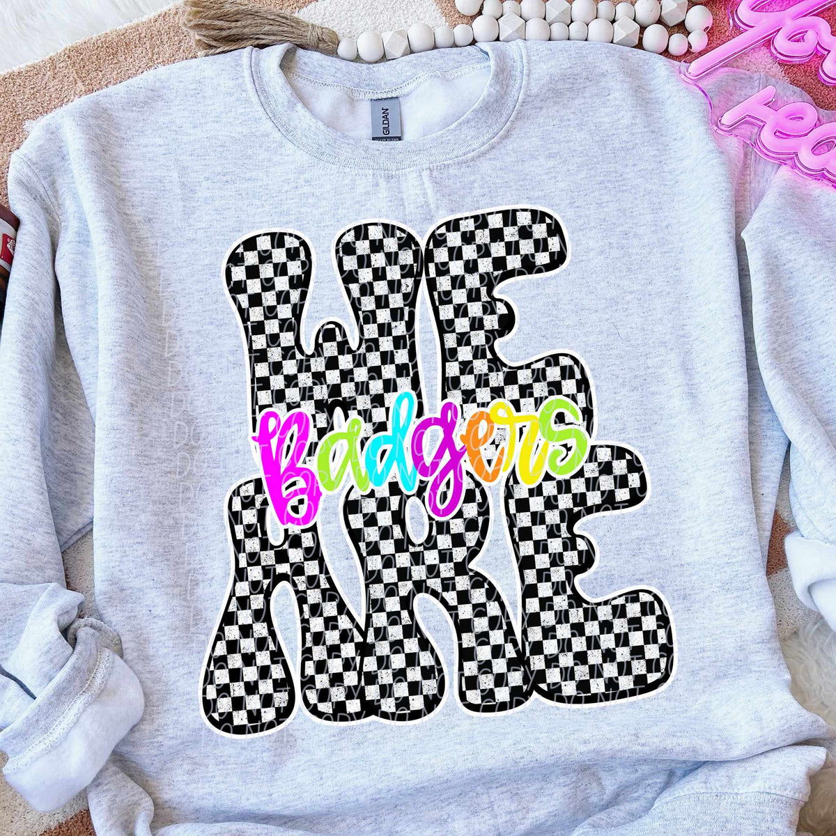 We are Badgers rainbow checkered (City) DTF transfer