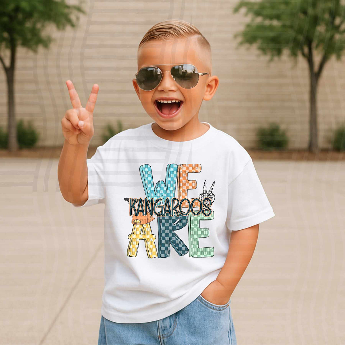 We Are Kangaroos BOY checkered (caplinger) DTF TRANSFER