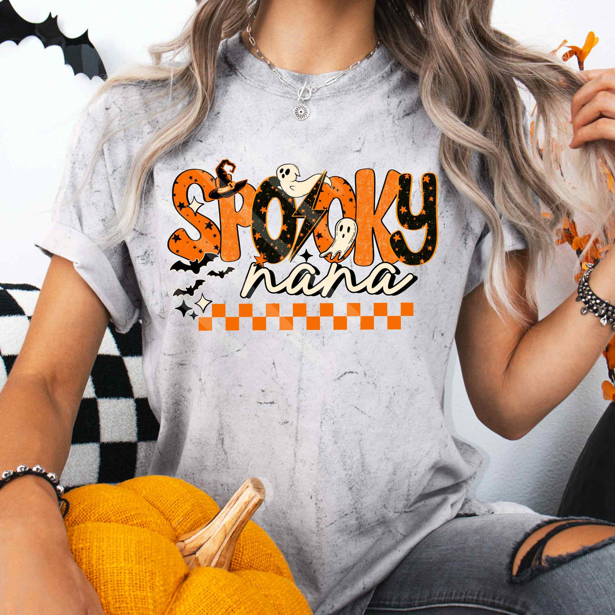 Spooky Nana ghost/checkered EXCLUSIVE DTF transfer