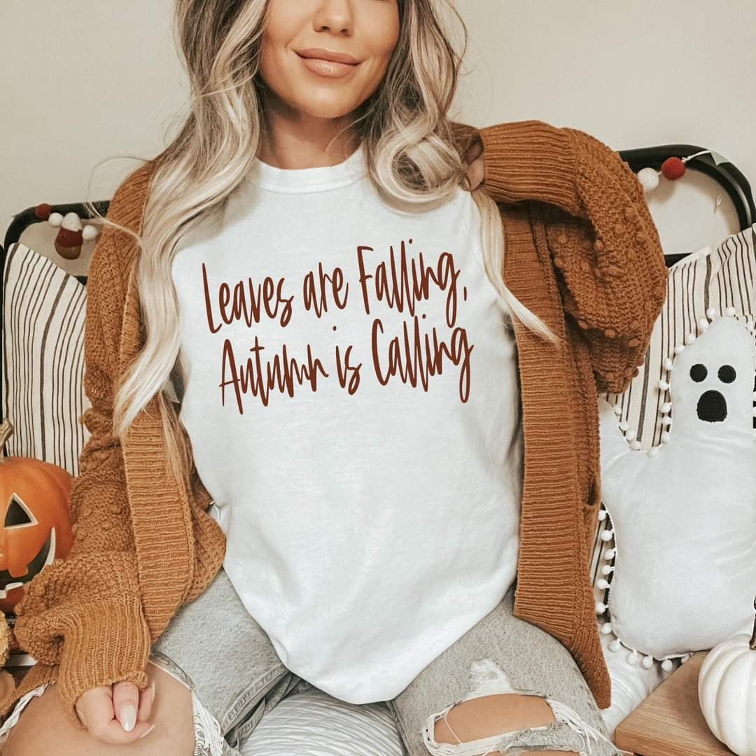 Leaves are falling autumn is calling orange font (GROVE) 50303 DTF transfer