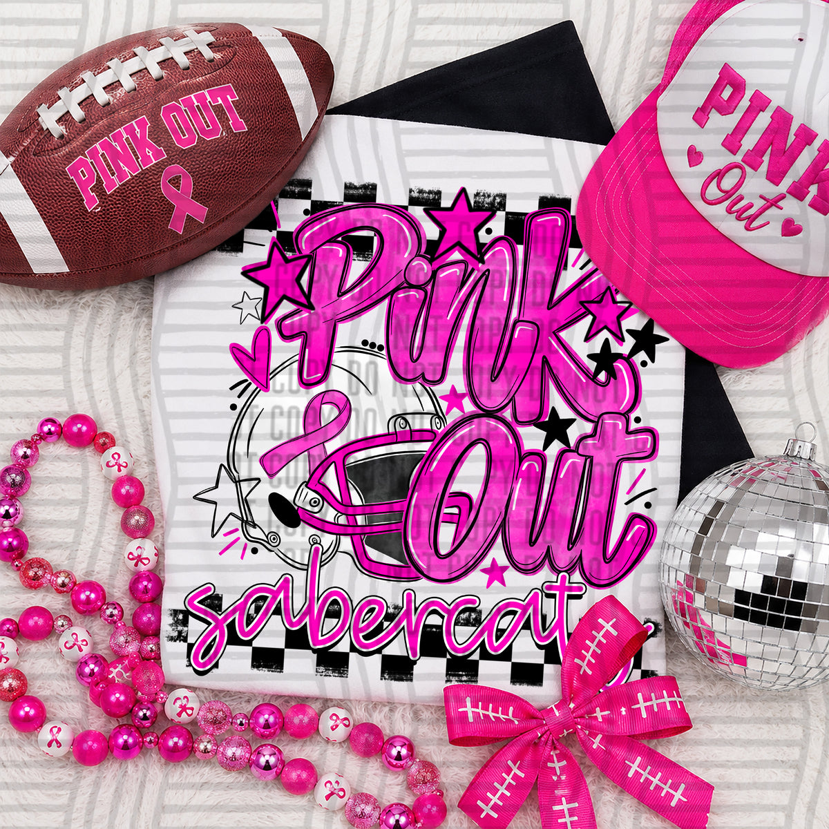 Sabercats-Pink Out Football Helmet (Caplinger) DTF Transfers