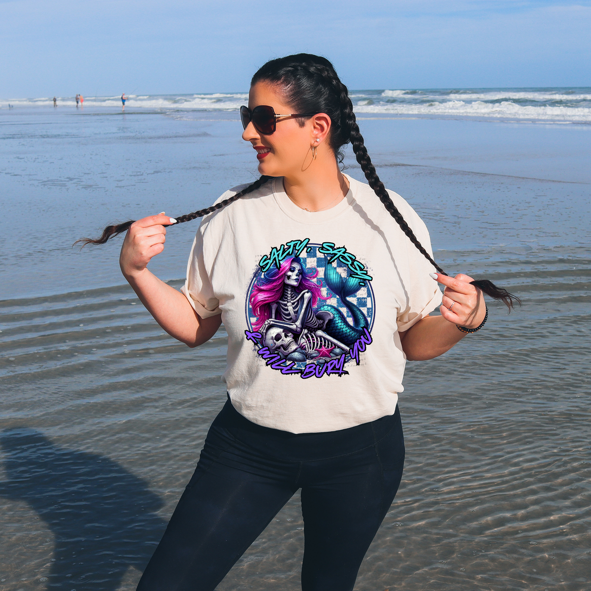 Salty, Sassy, & Will Bury You Mermaid Skeleton 42241 DTF transfer