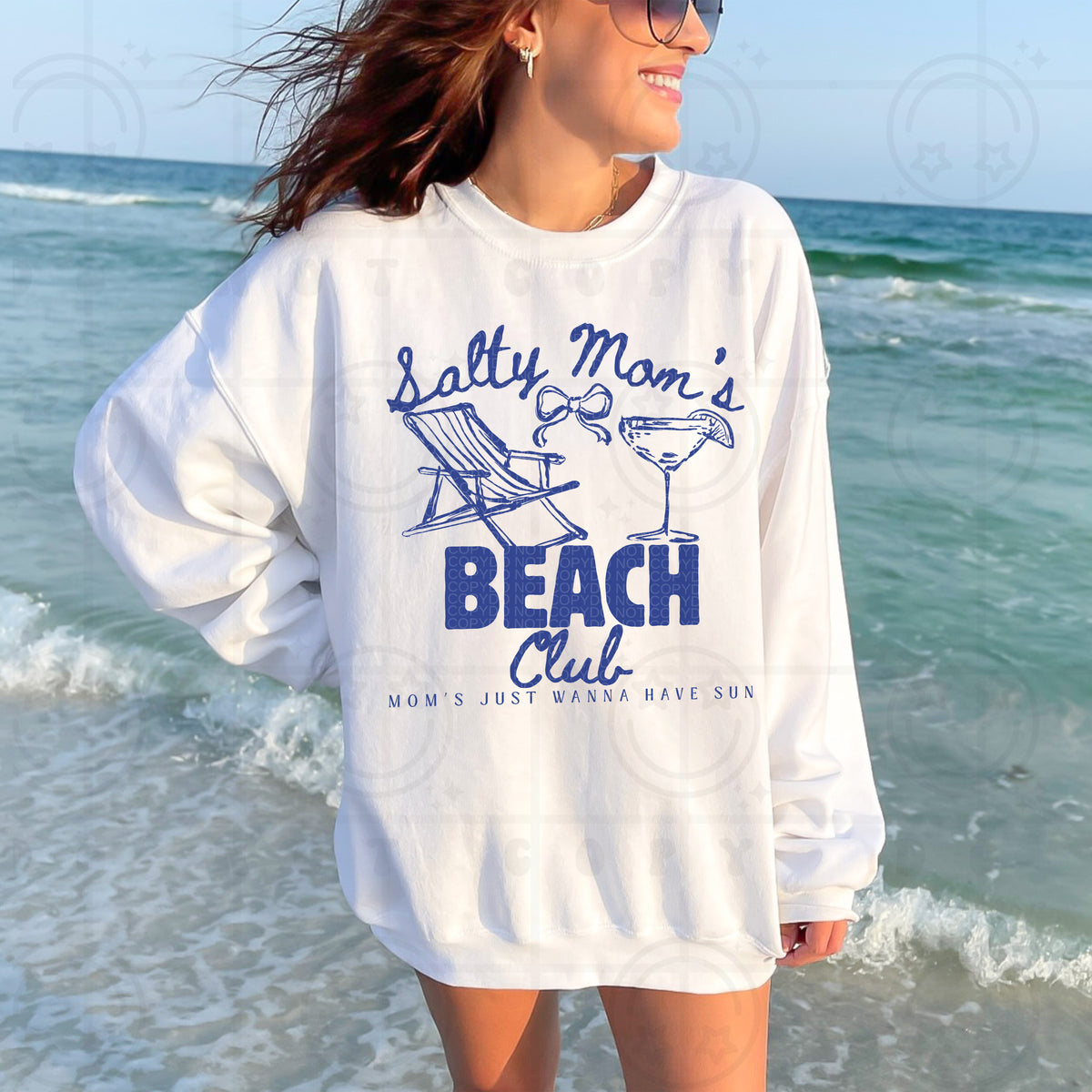 Salty Mom's Beach Club BLUE (HW) DTF transfer