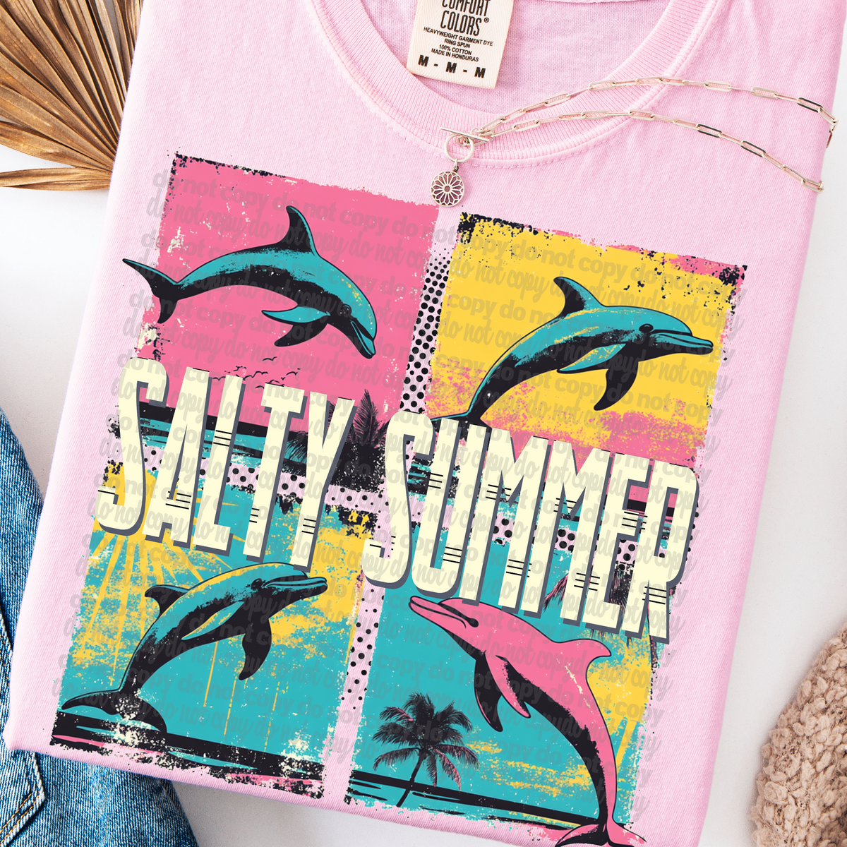 salty summer blocks dolphins (TTD) DTF transfer