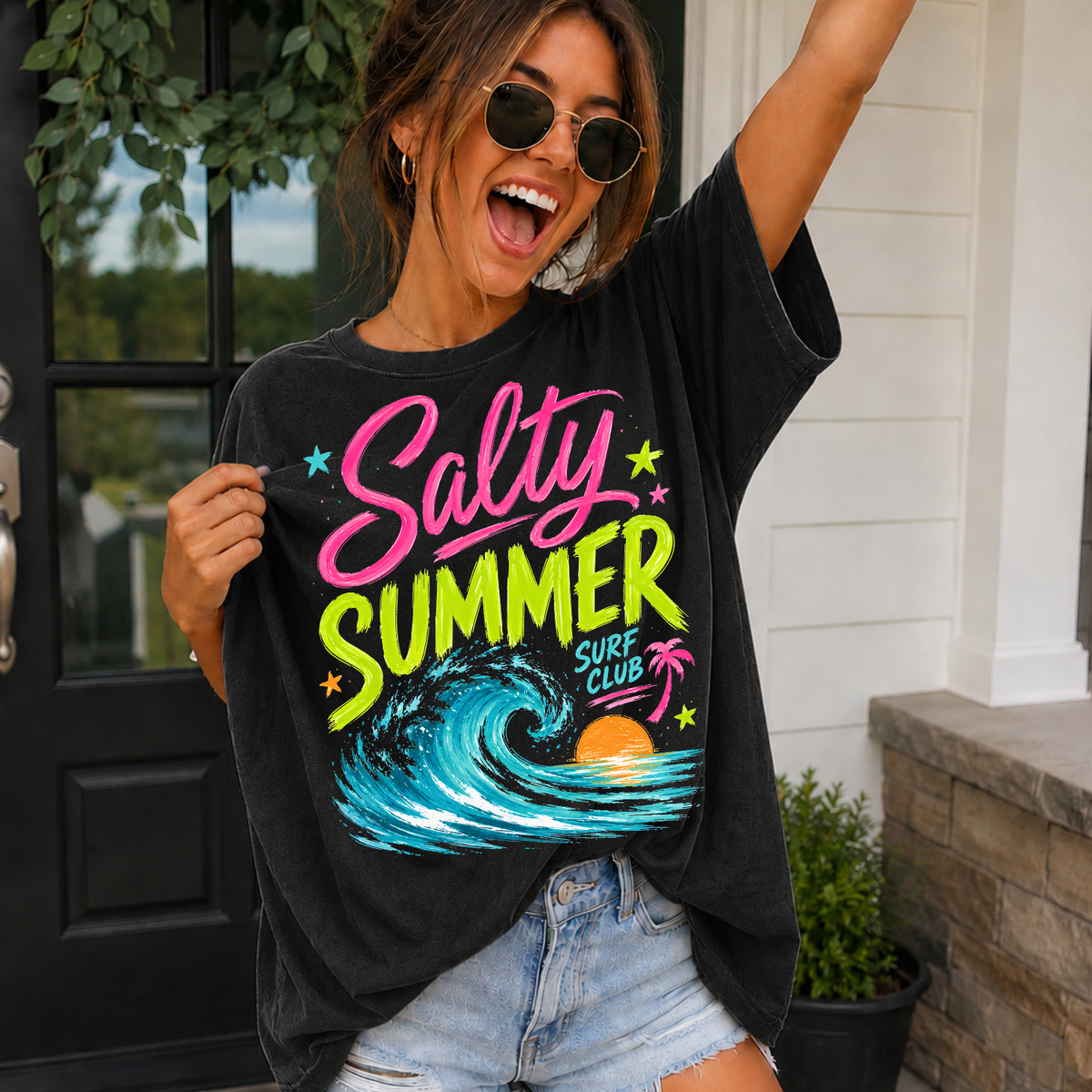 Salty summer PINK and GREEN (Parker) DTF Transfer
