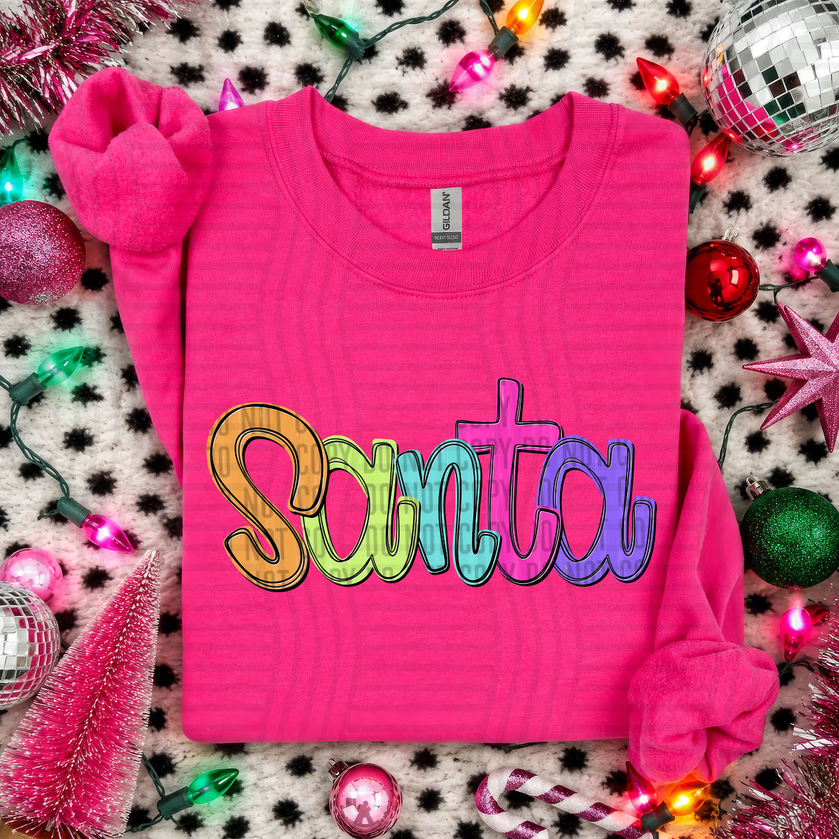 Santa-Christmas script words (Caplinger) DTF Transfer