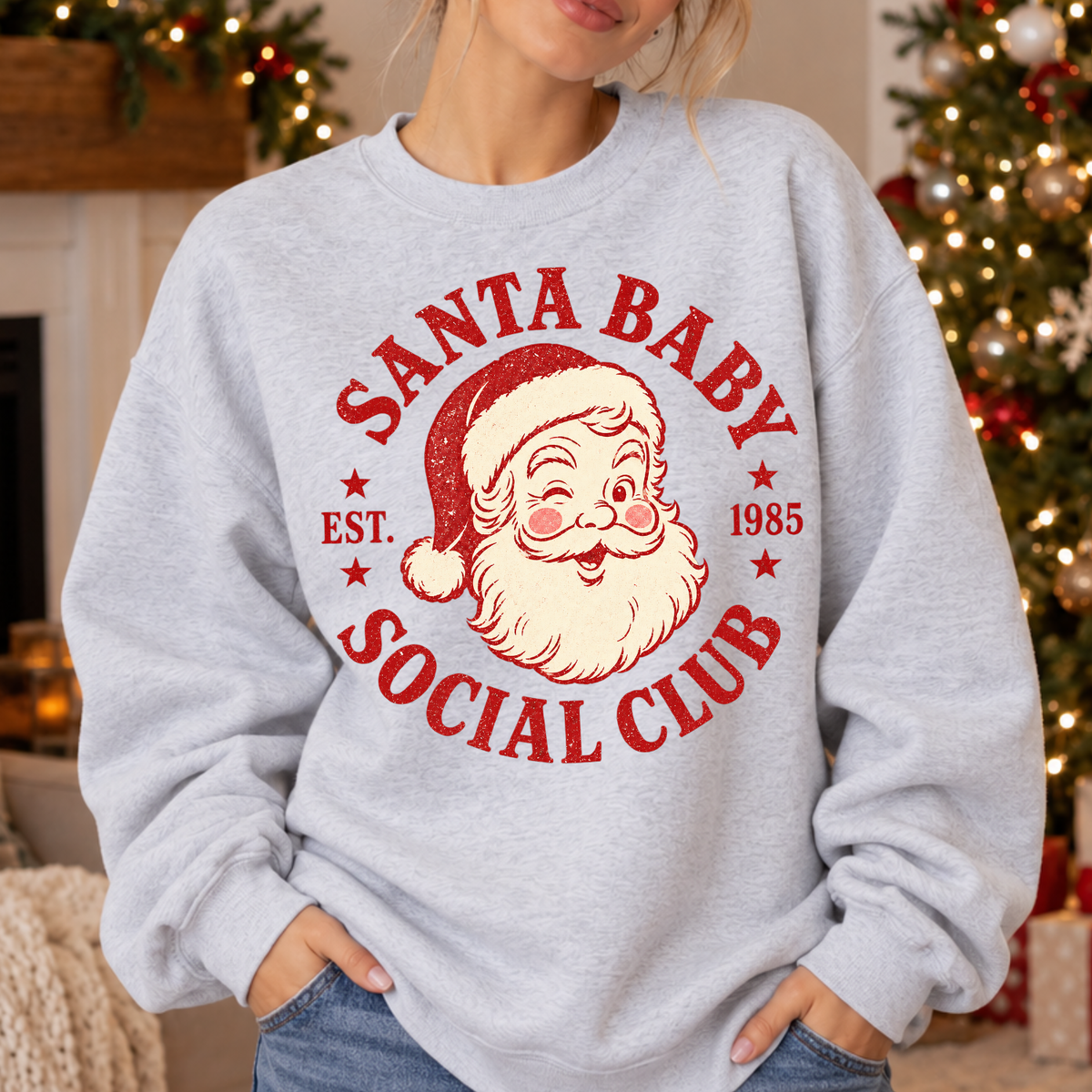 Santa baby social club circle (Parker) DTF Transfer
