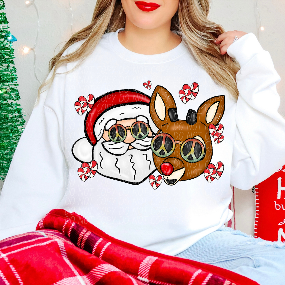 Santa Reindeer Peace 71488 DTF transfer