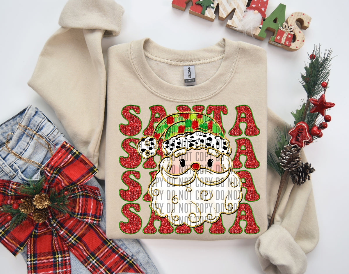 Santa Stacked Faux Glitter 69209 DTF transfer