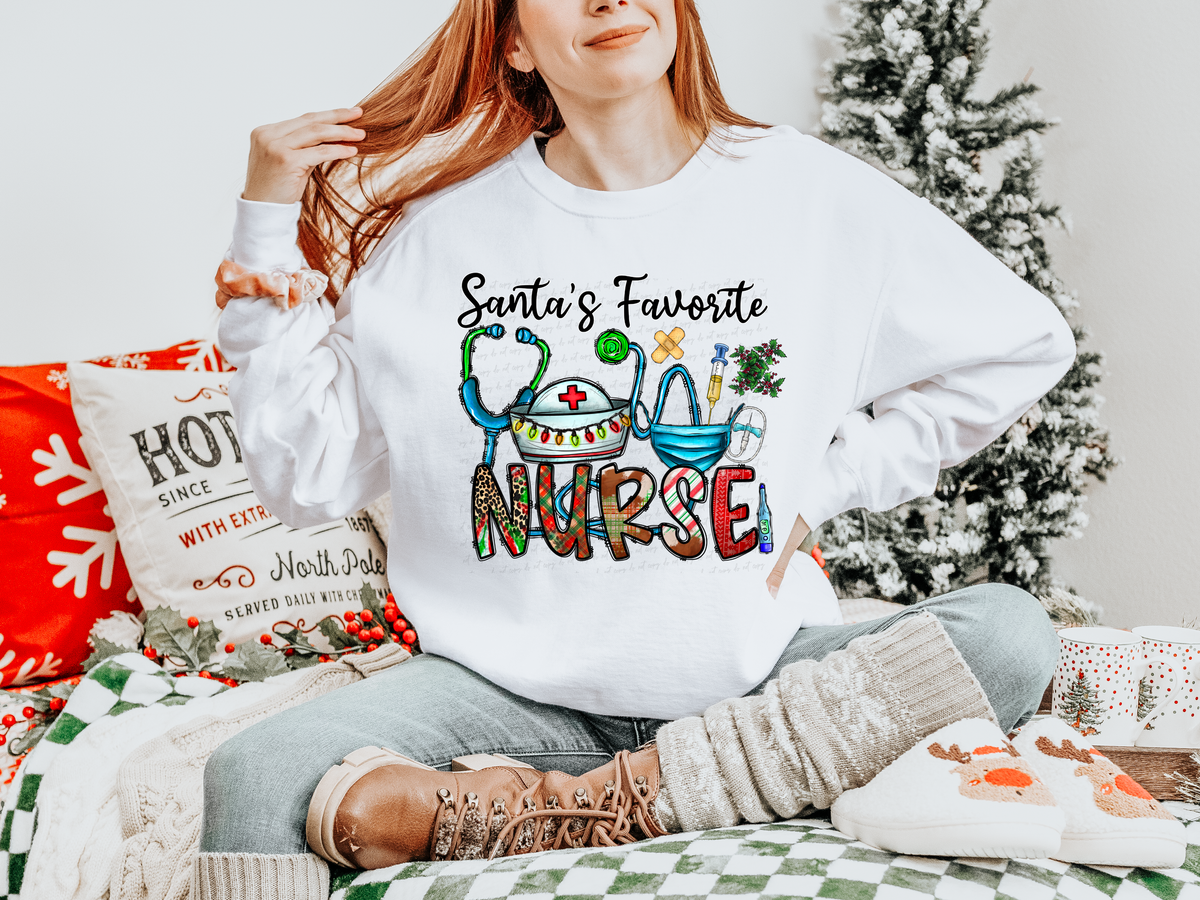 Santa's Favorite Nurse 116261 DTF Transfer