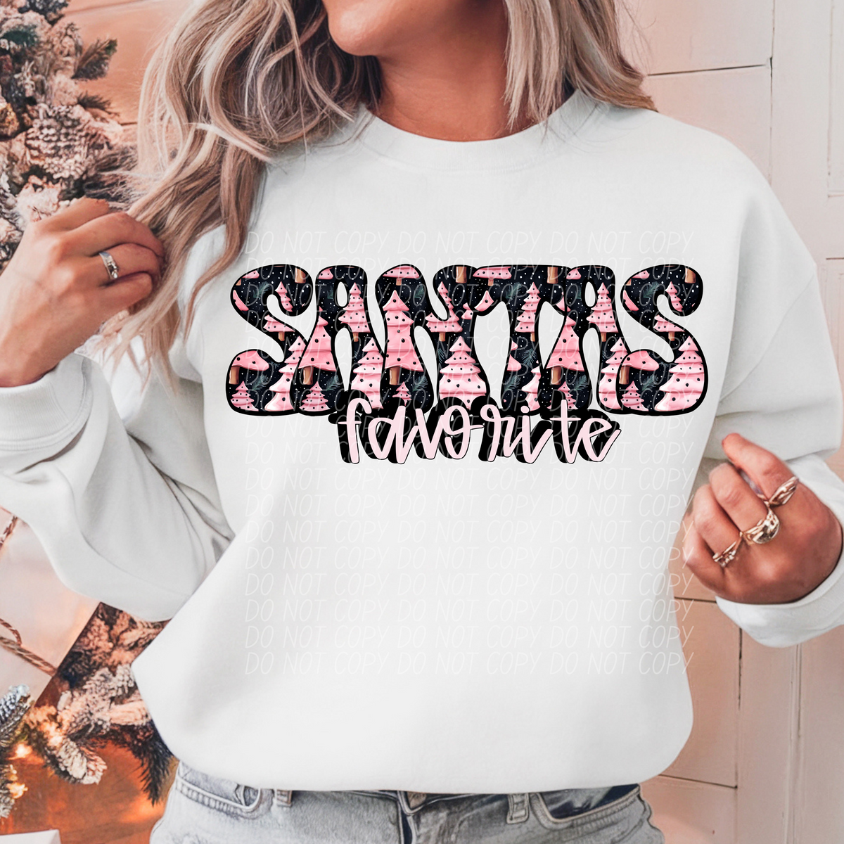 Santa's Favorite Pink Trees 66792 DTF transfer