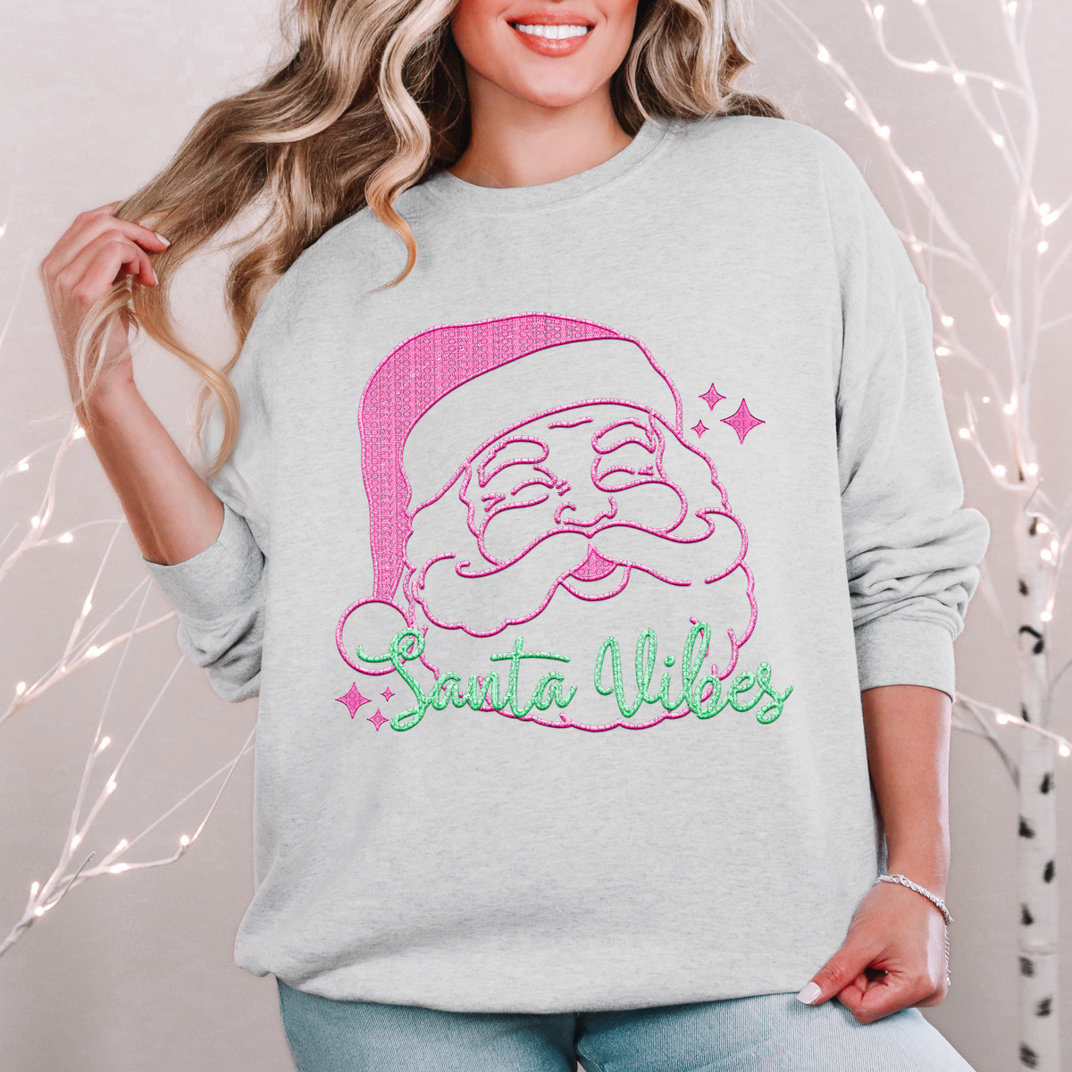 Santa vibes pink santa (HW) 67009 DTF transfer