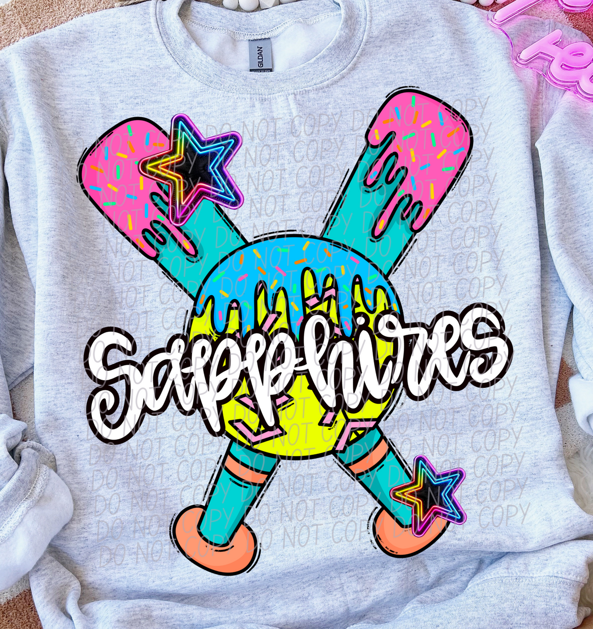 Dripping softball Sapphires (CITY) DTF transfer