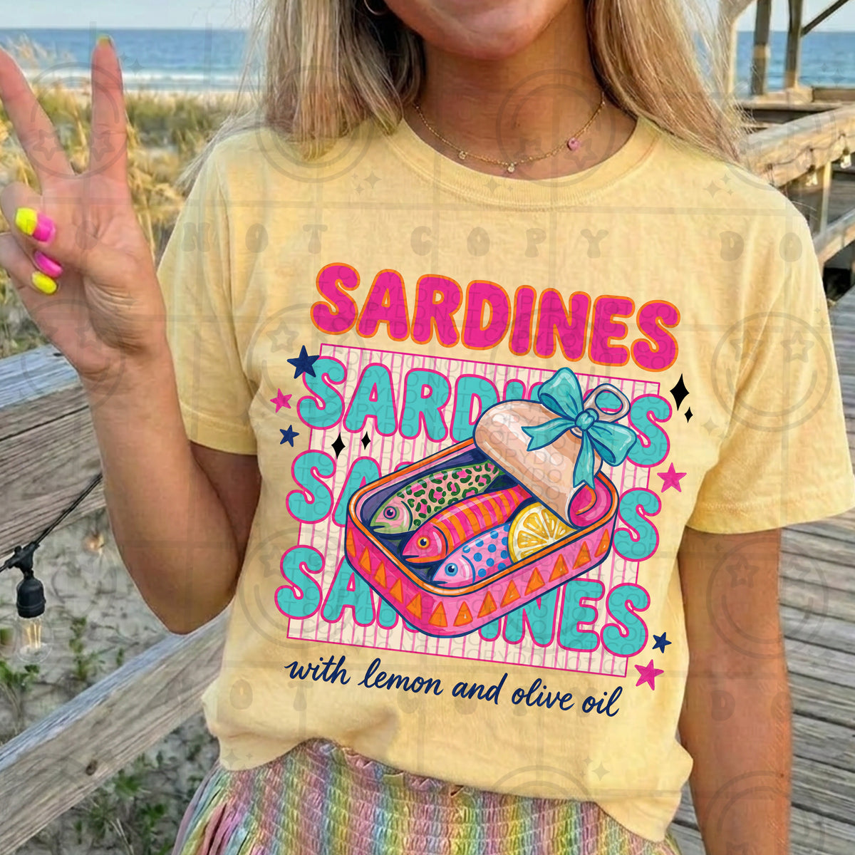 Sardines stacked with lemon and olive oil (HW) DTF Transfer