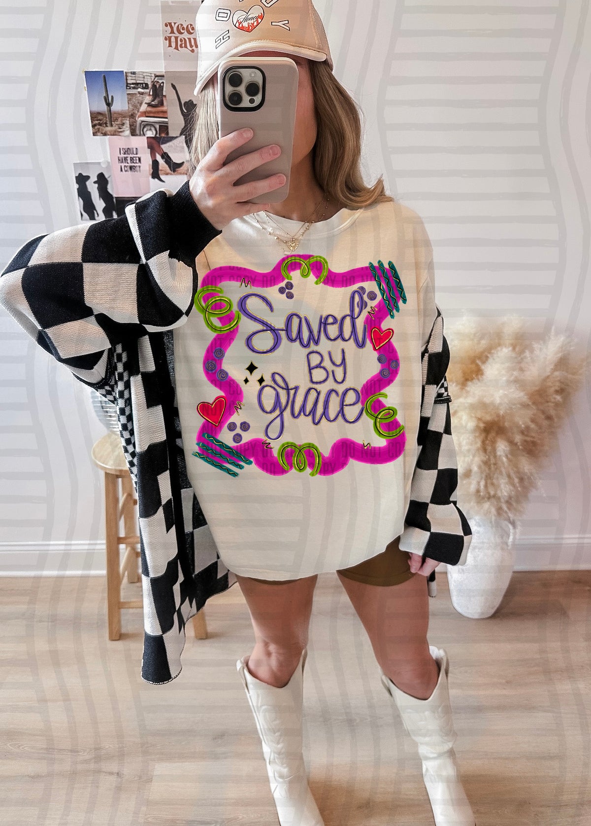 Saved by grace pink frame (Caplinger) DTF Transfer