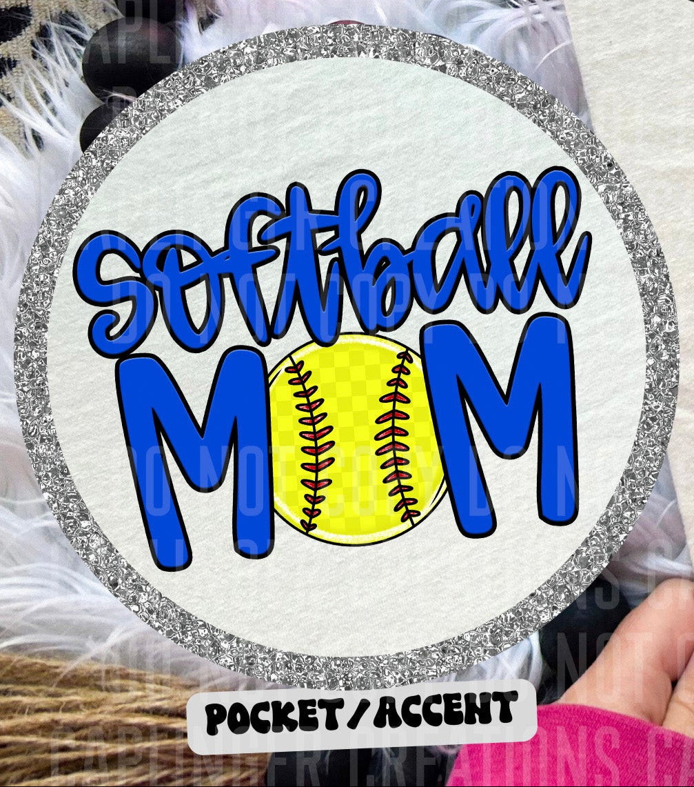 Softball Mom Royal Blue POCKET (Caplinger) DTF transfer
