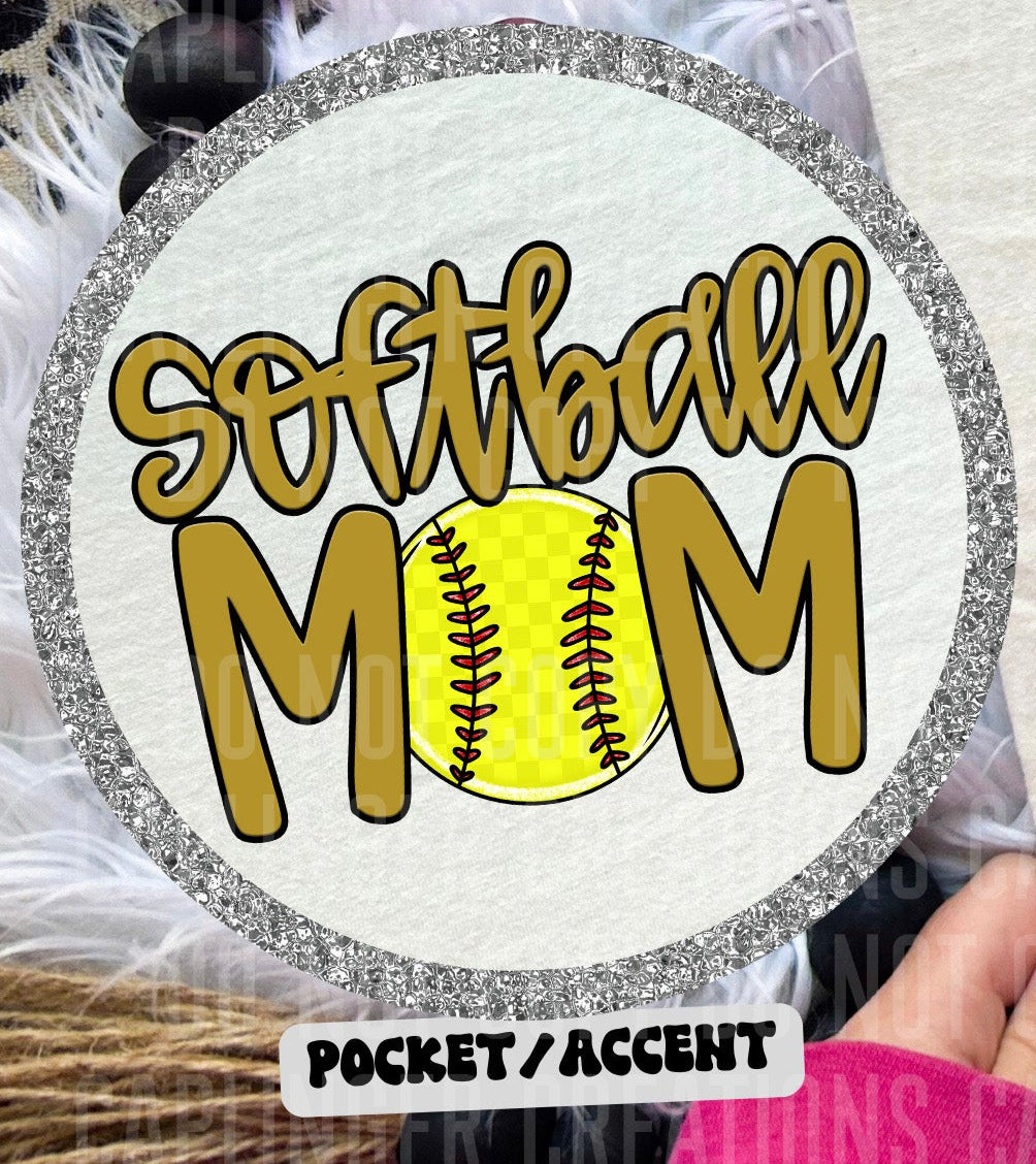 Softball Mom Gold POCKET (Caplinger) DTF transfer