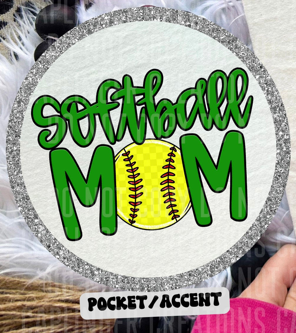 Softball Mom Green POCKET (Caplinger) DTF transfer