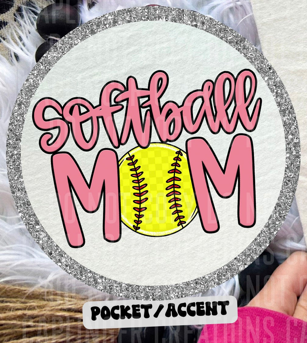 Softball Mom Light Pink POCKET (Caplinger) DTF transfer