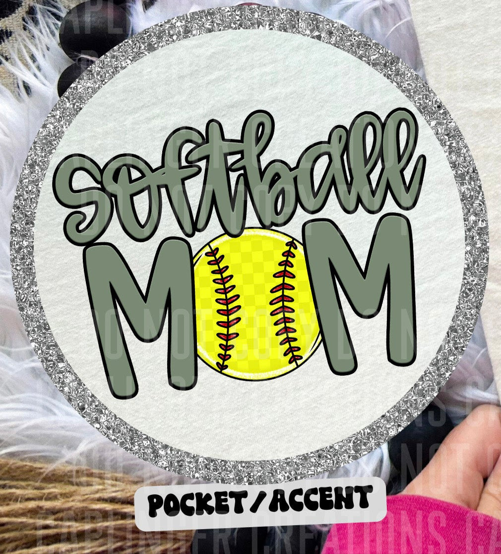 Softball Mom Sage POCKET (Caplinger) DTF transfer