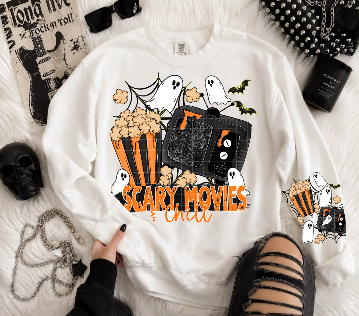Scary movies & chill orange (Linda) DTF Transfer
