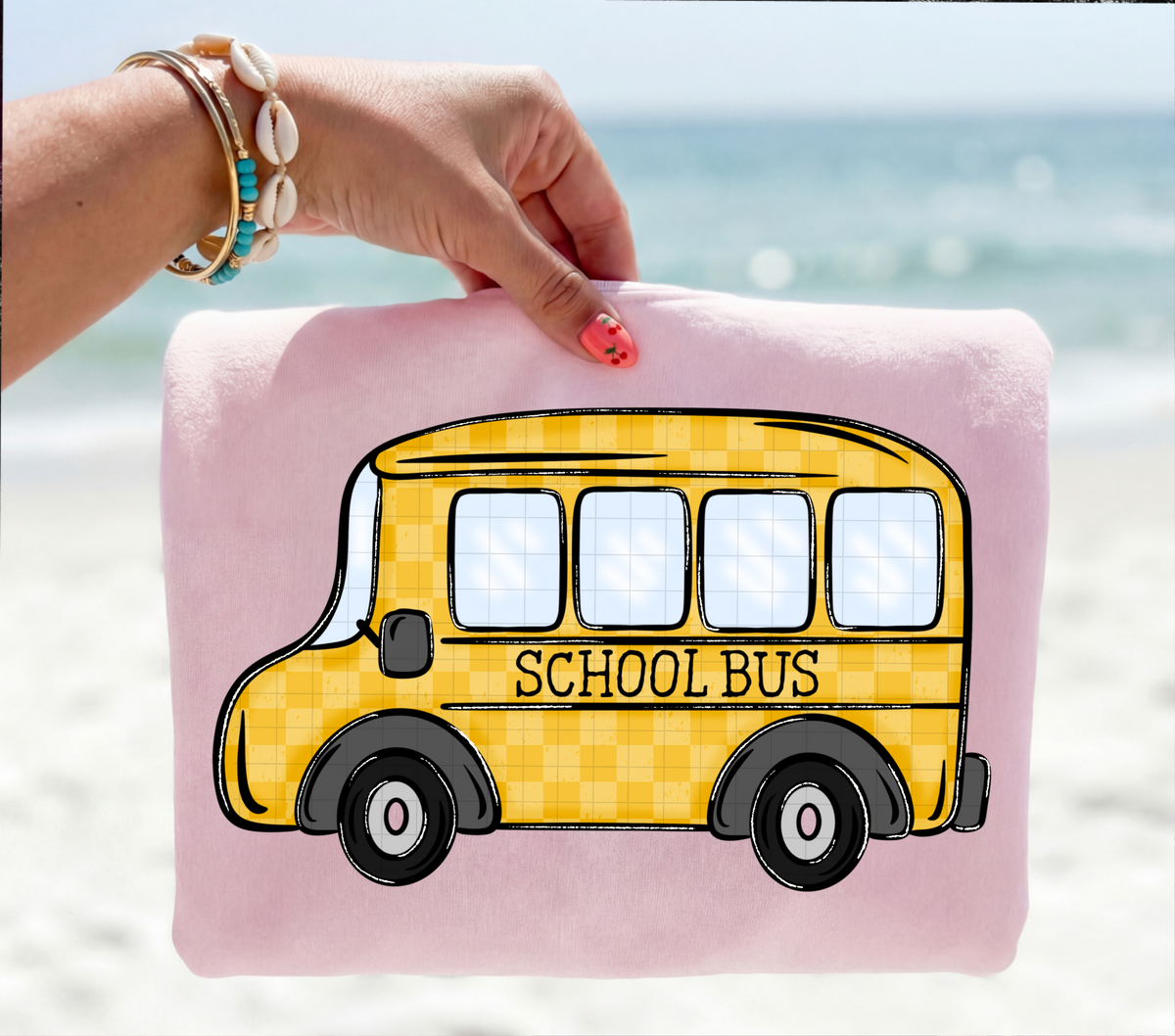 Checkered school bus (Linda) DTF Transfer