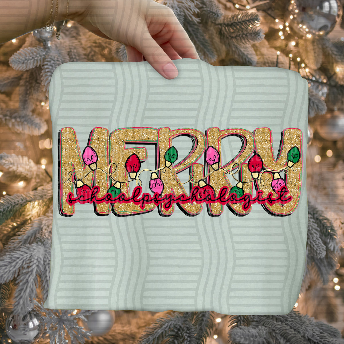 school psychologist merry with lights (caplinger) DTF Transfer