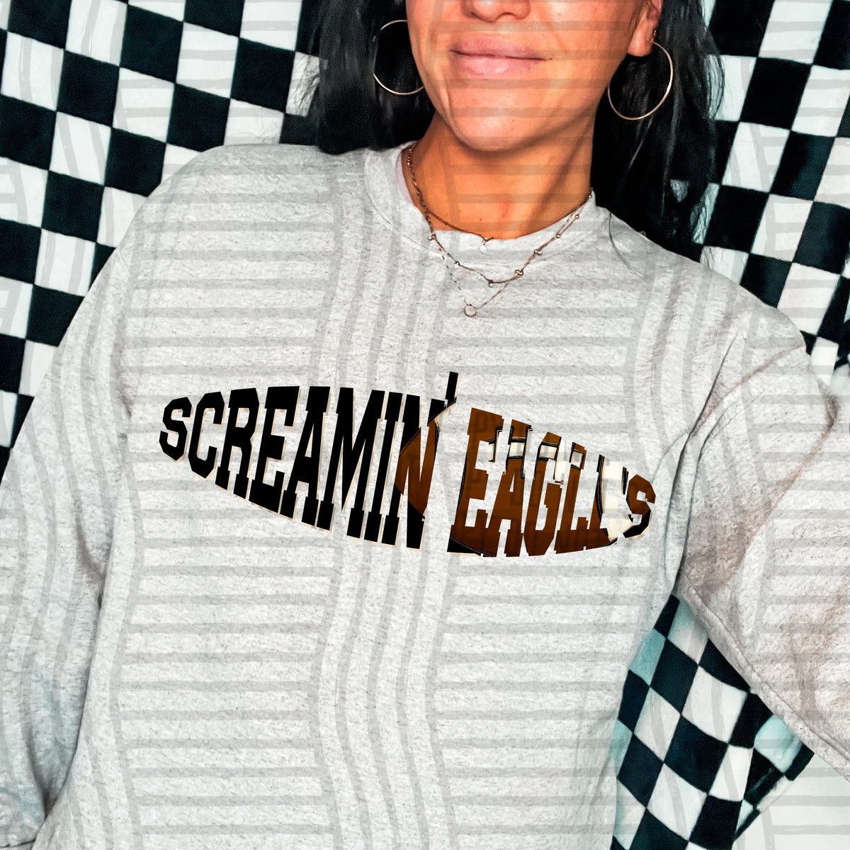 Screamin' eagles varsity clipped football (Caplinger) DTF transfer