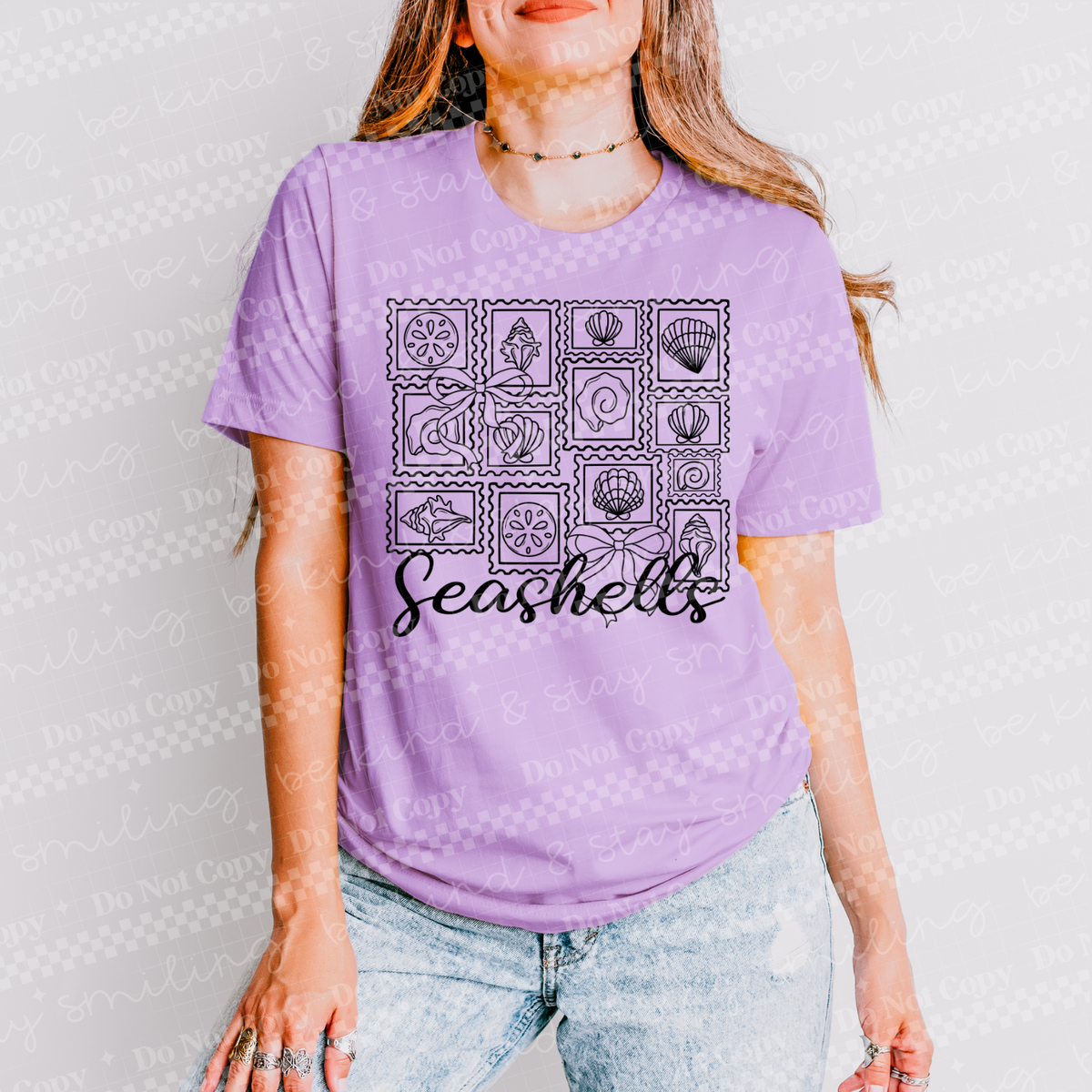 Seashell Stamps Black (CMLD) 102771 DTF transfer