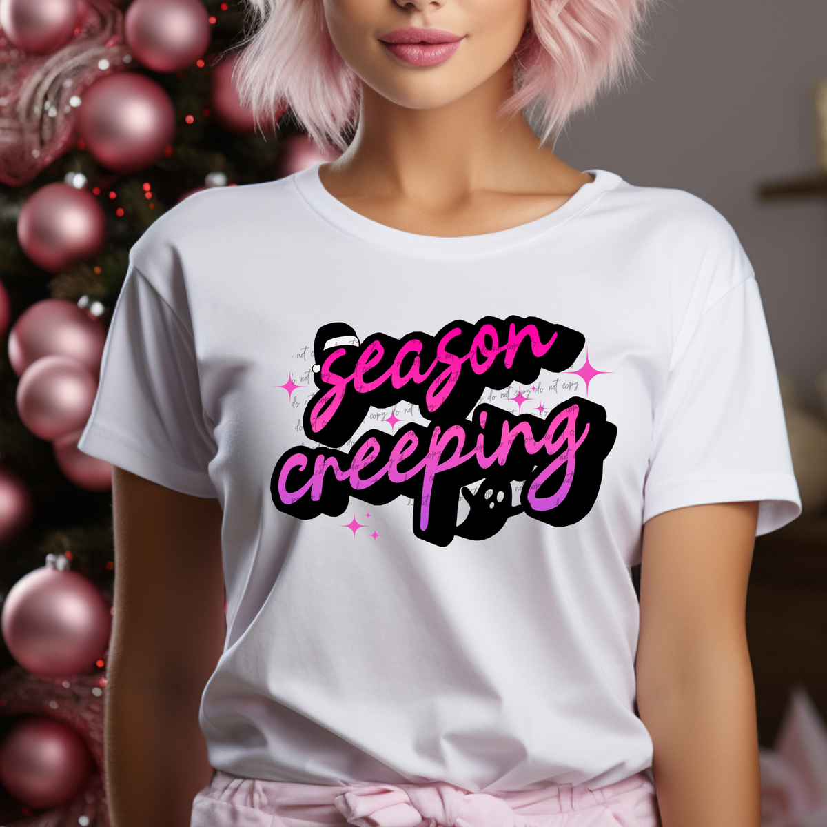 Season Creeping Black And Pink 46032 DTF transfer