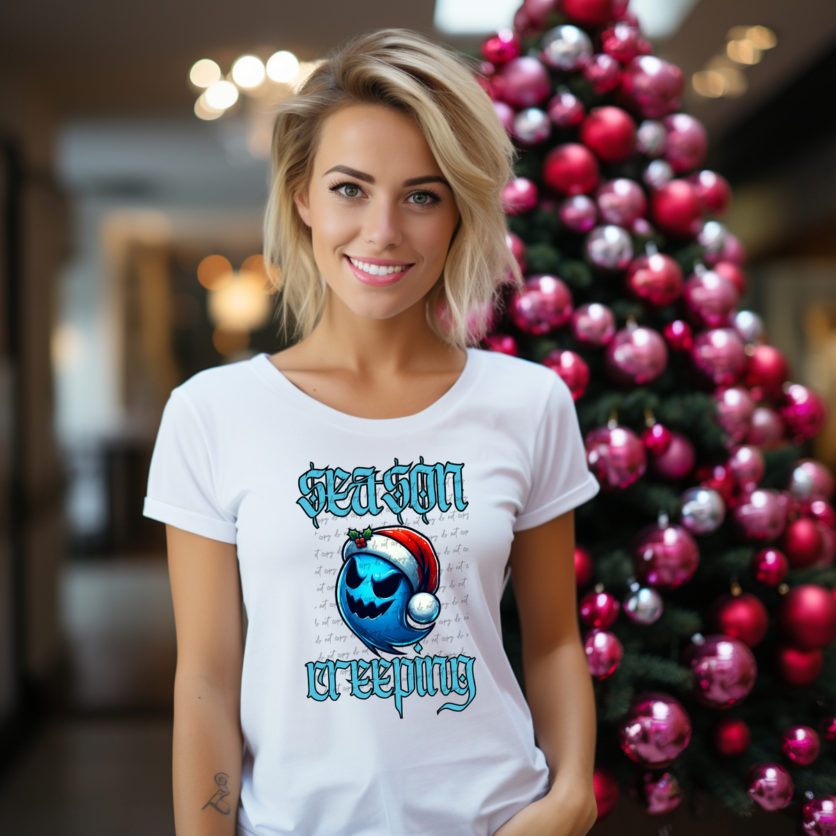 Season Creeping Ghost Santa Hat 46033 DTF transfer