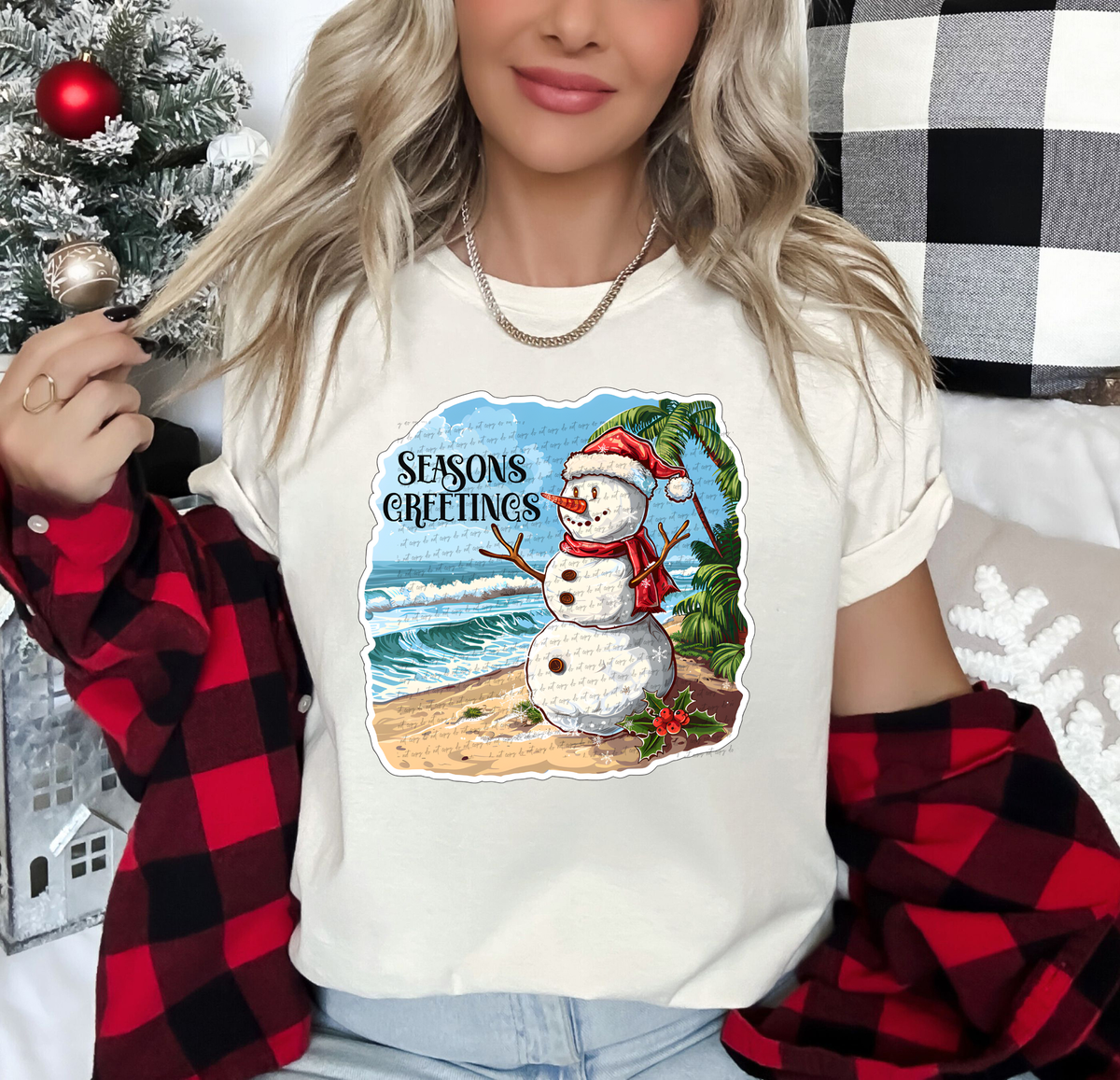 Seasons Greetings Snowman 42838 DTF transfer