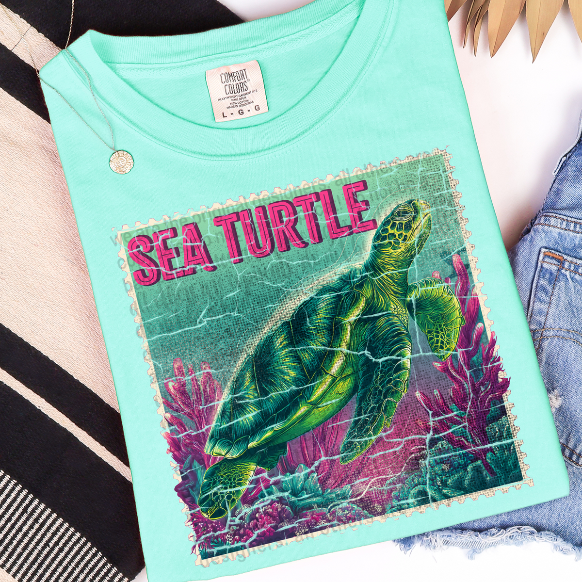 Sea turtle stamp (TTD) 107044 DTF transfer