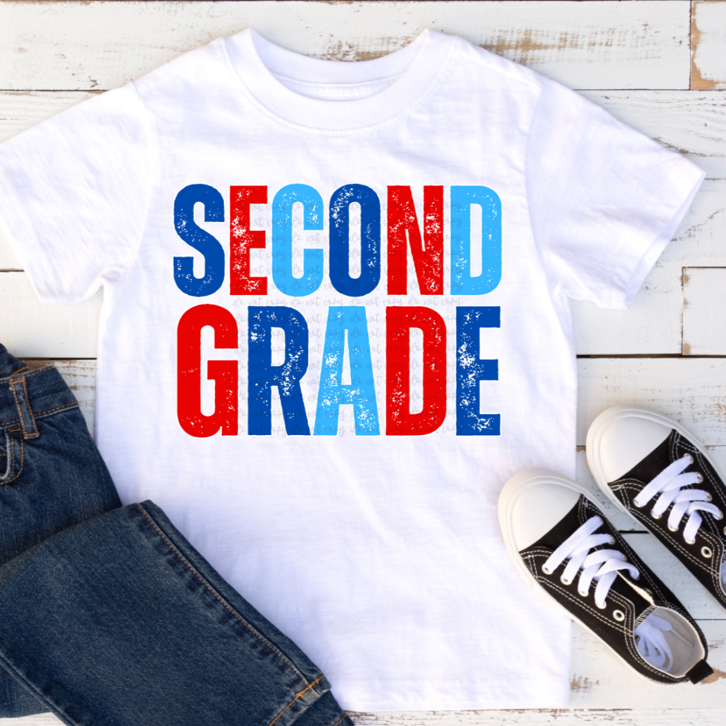 second grade red blue (Parker) DTF transfer