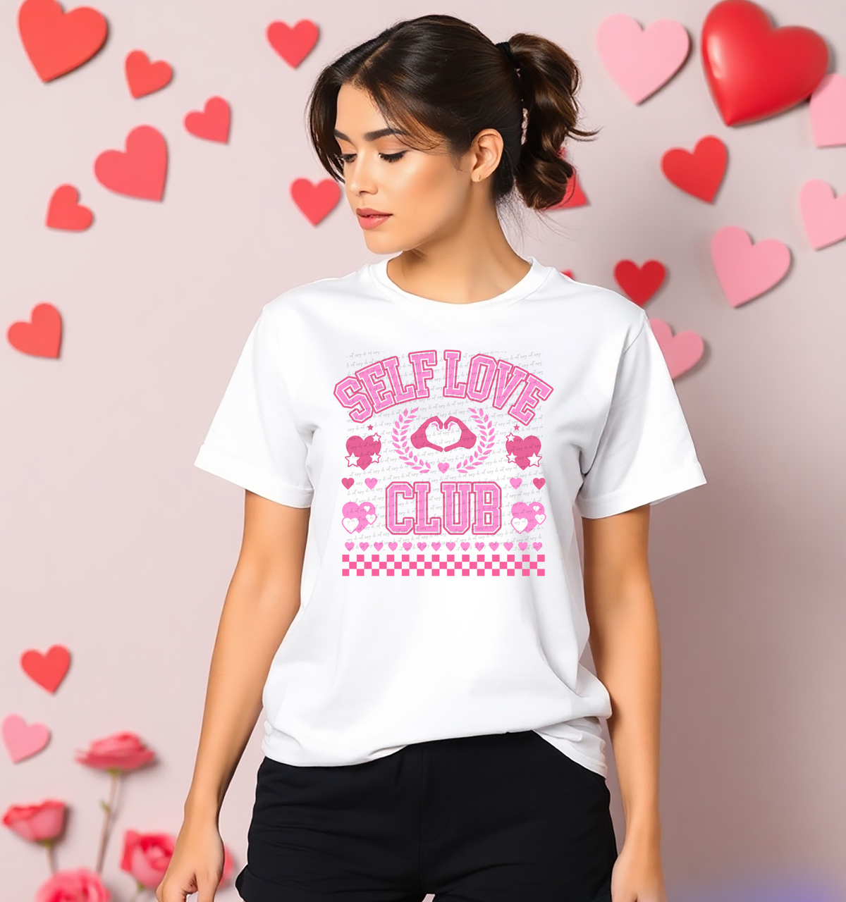 Self Love Club University White outline 81640 DTF Transfer