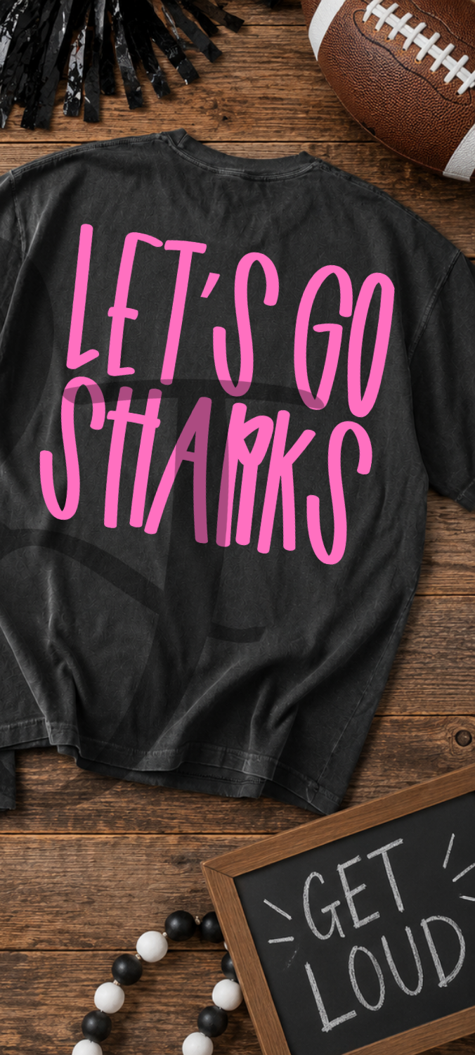 Lets go sharks- pink (Parker) DTF Transfer