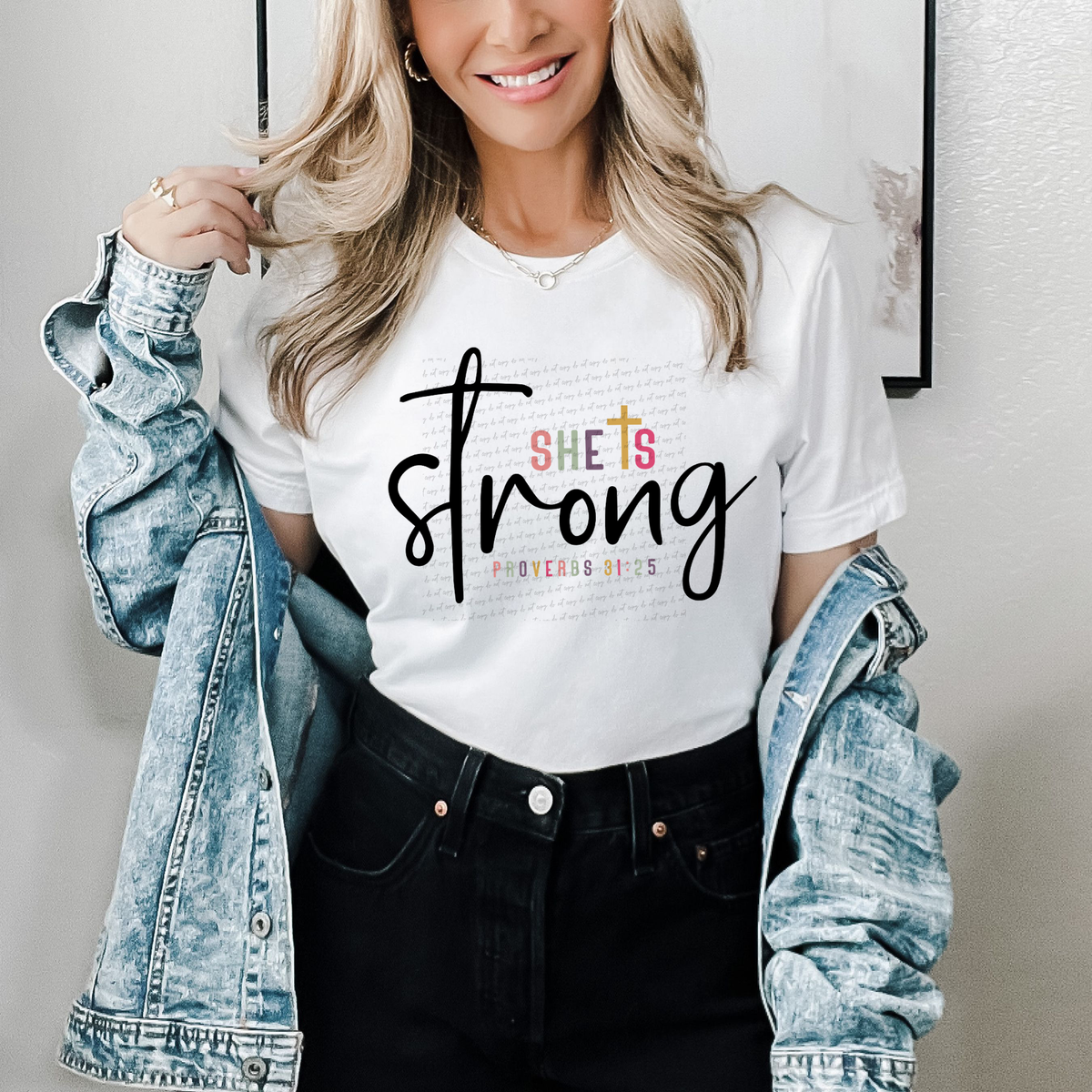 She Is Strong Proverbs 31:25 76293 DTF Transfer