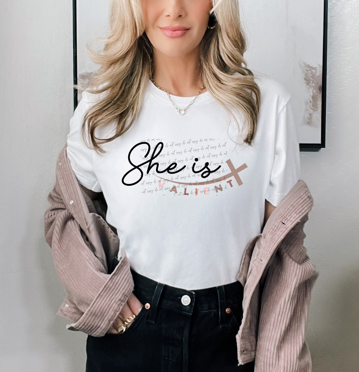 She Is Valient Black 42405 DTF transfer